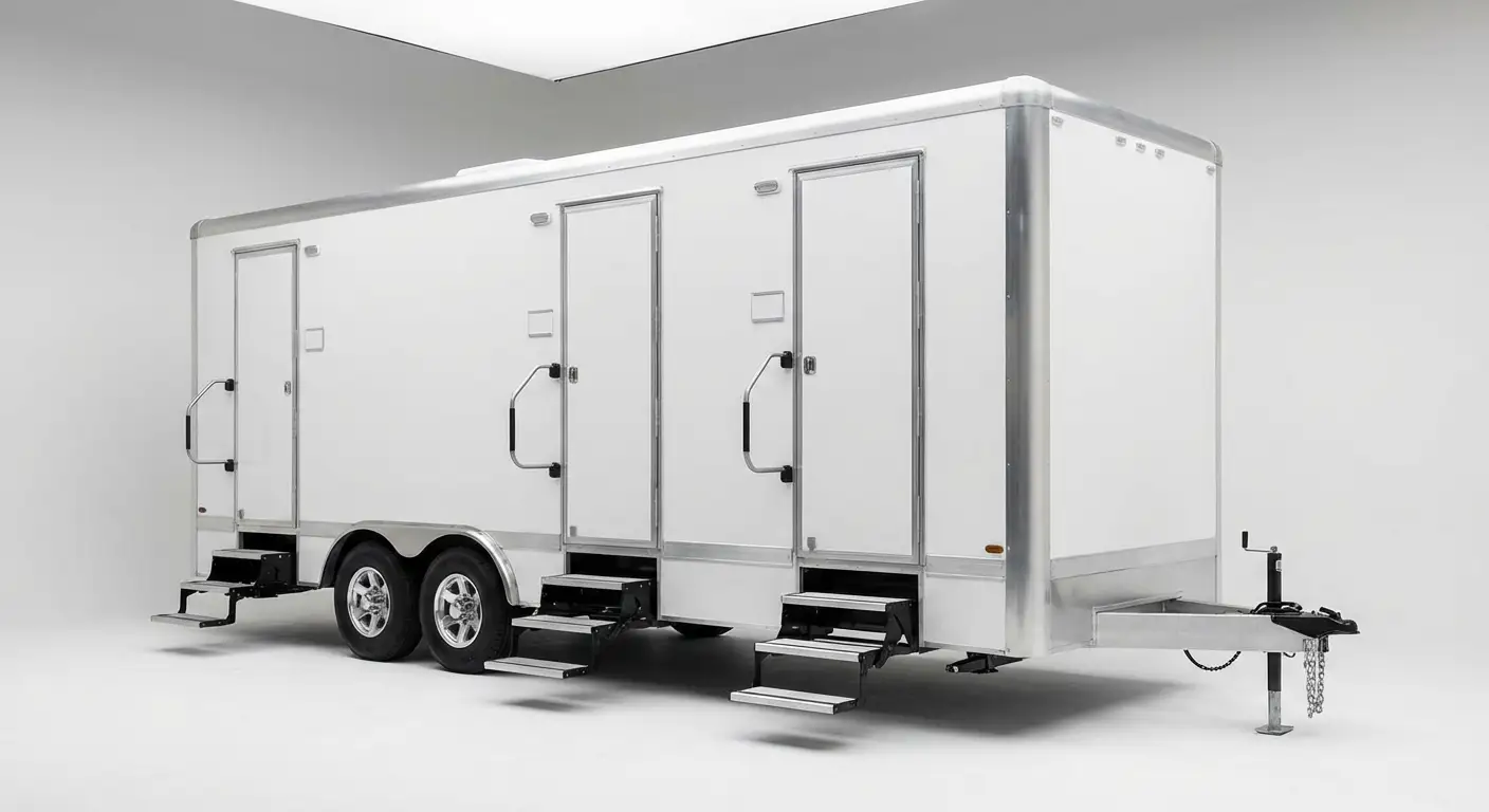 Climate controlled restroom trailer interior features in Alexandria, VA