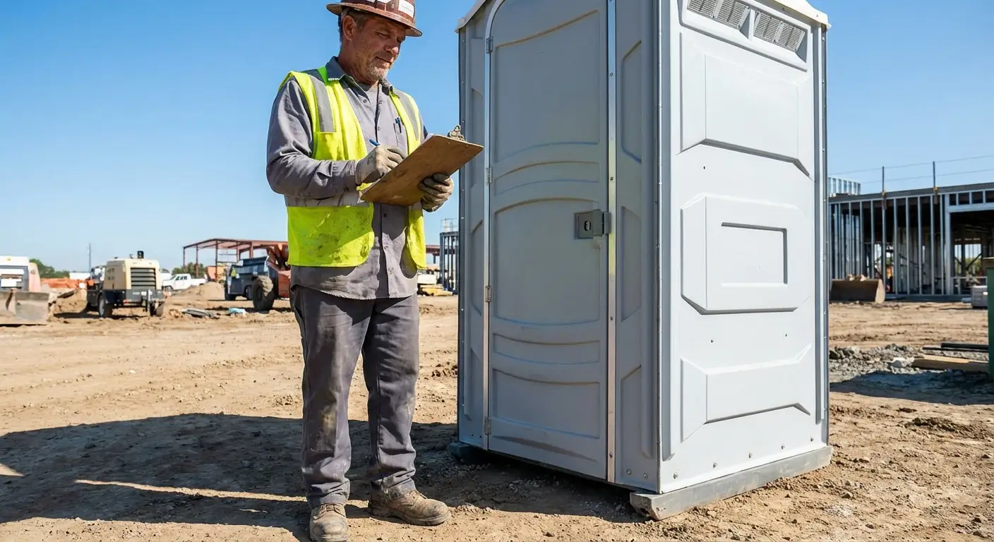 Portable toilet delivery truck ready for service in Alexandria, VA