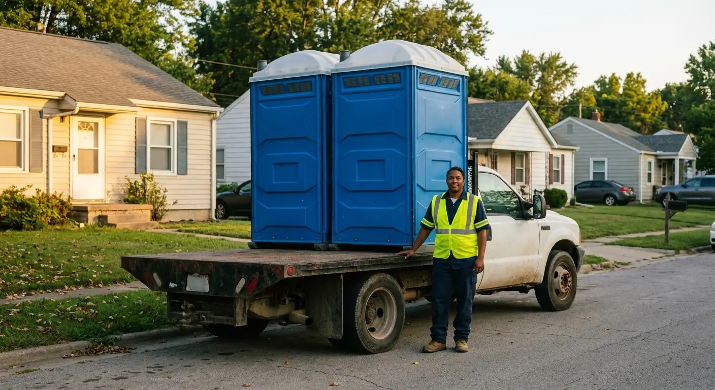 Port City Sanitation founder with original service truck in Alexandria, VA