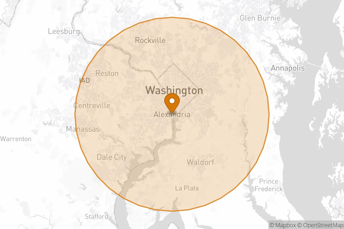 service area service area map in Alexandria, VA